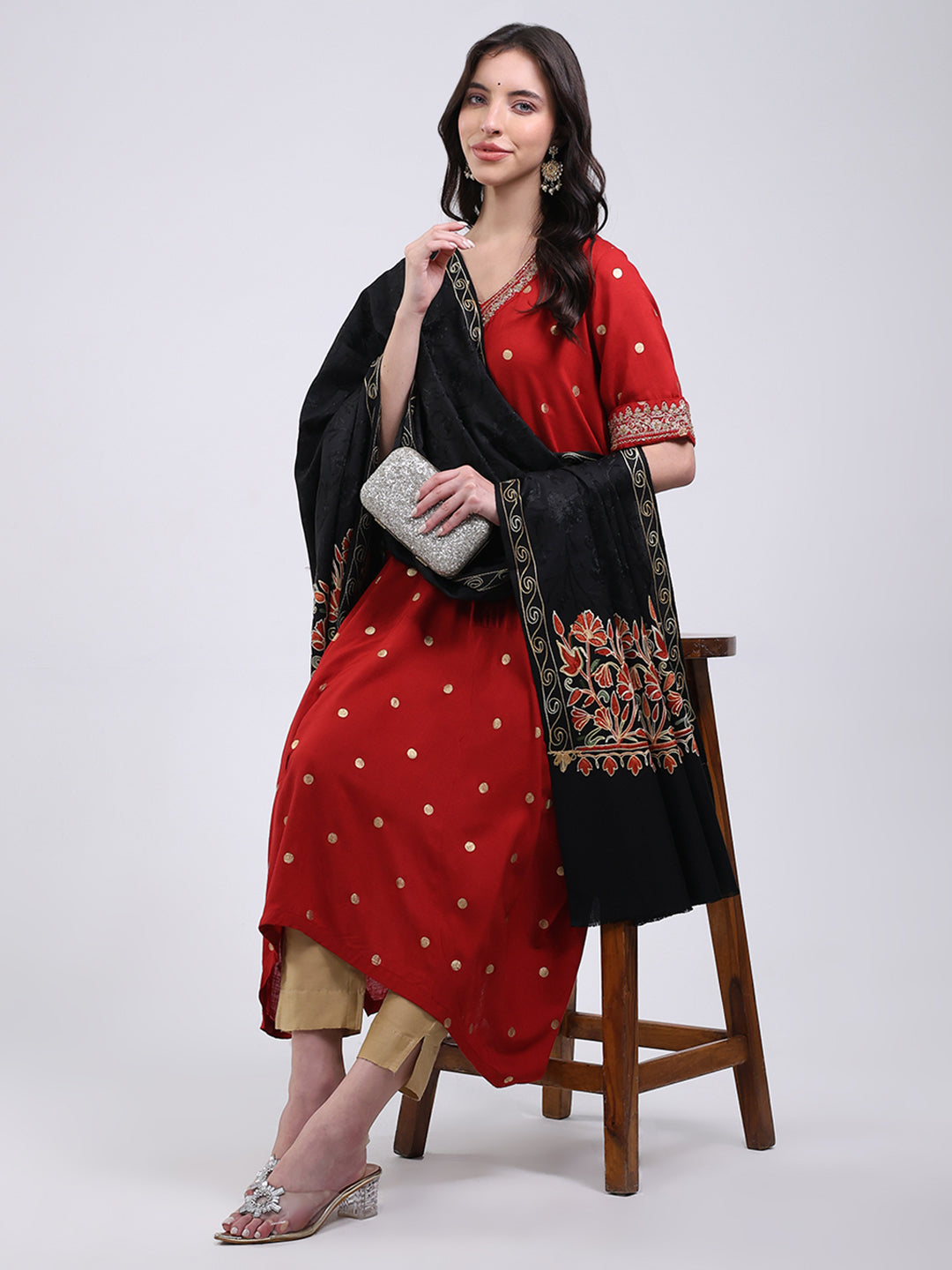 Women Multicolor Self Design Wool Blend Shawl