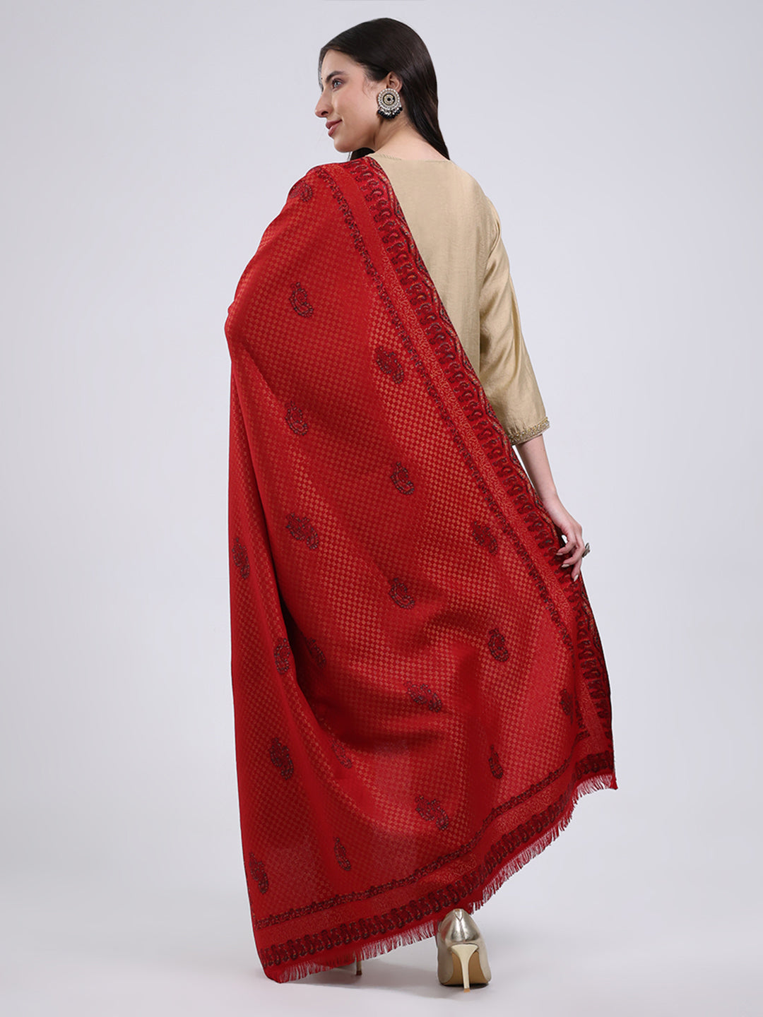 Women Multicolor Self Design Wool Blend Shawl