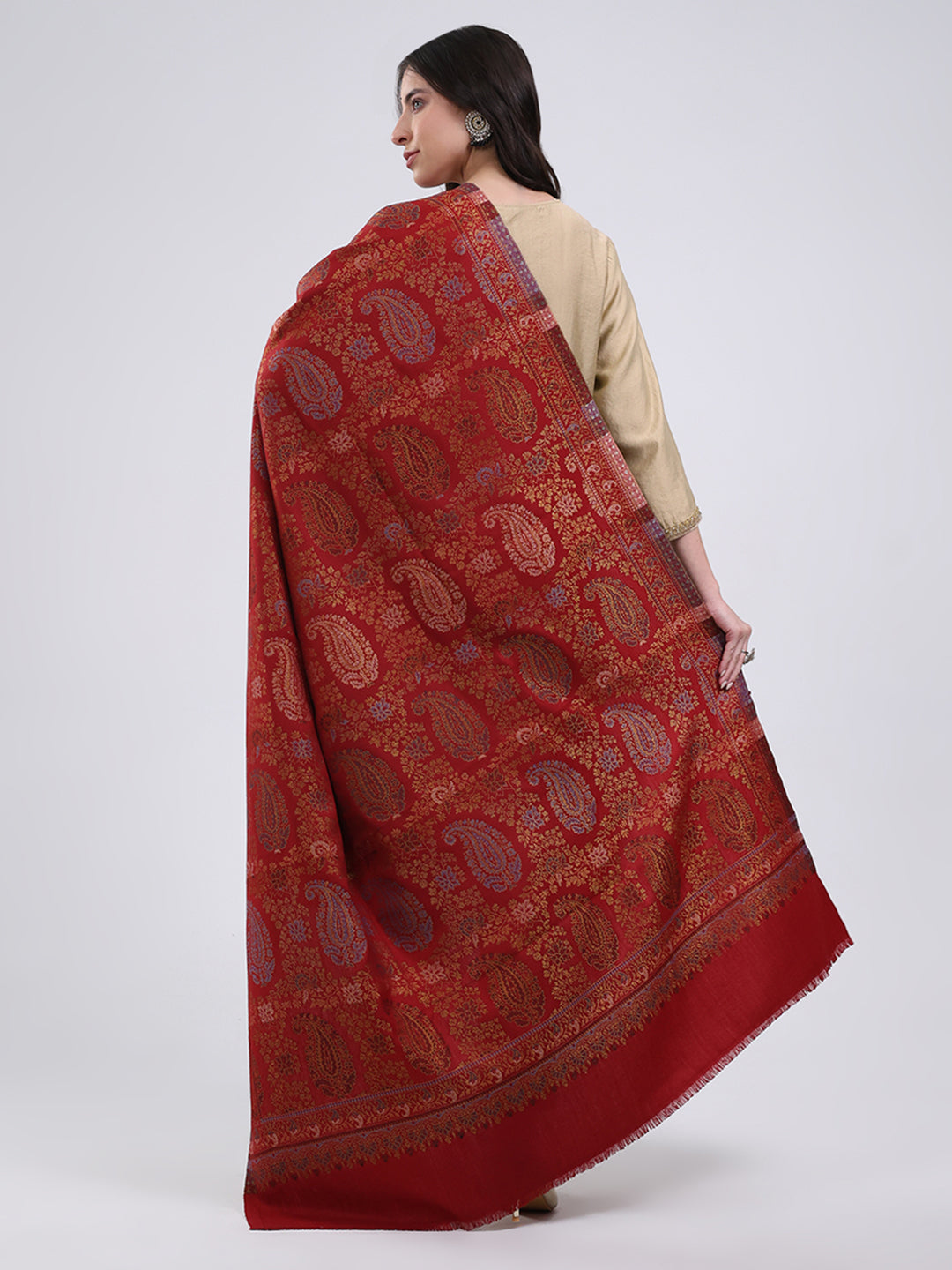 Women Multicolor Self Design Wool Blend Shawl