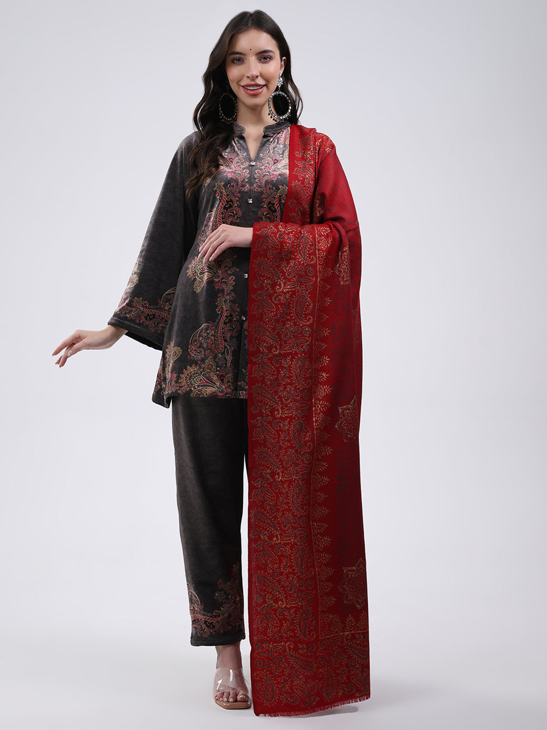 Women Multicolor Self Design Wool Blend Shawl