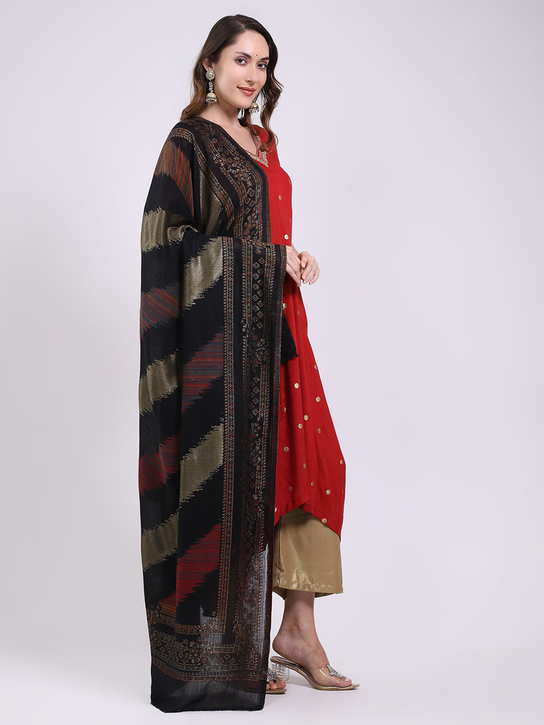 Women Multicolor Printed Wool Blend Shawl