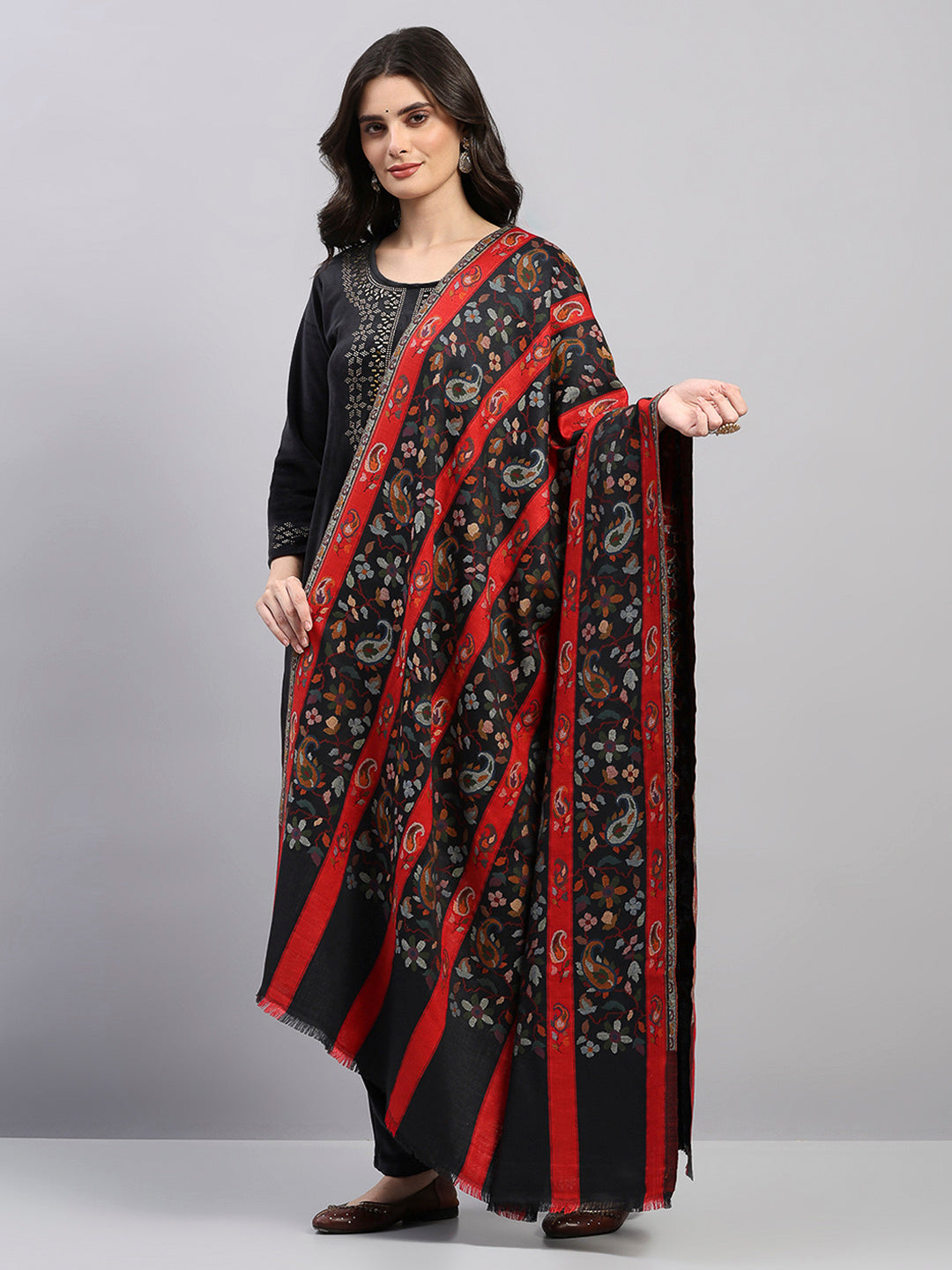 Women Multicolor Printed Wool Blend Shawl