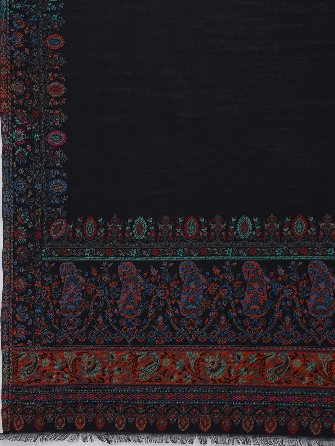 Women Black Printed Wool Blend Shawl