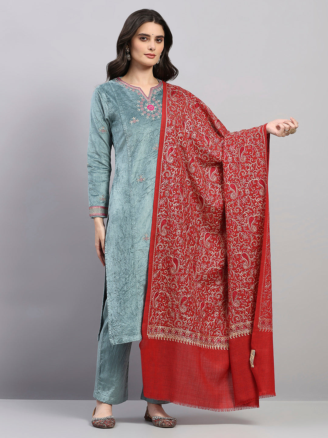 Women Multicolor Printed Wool Blend Shawl