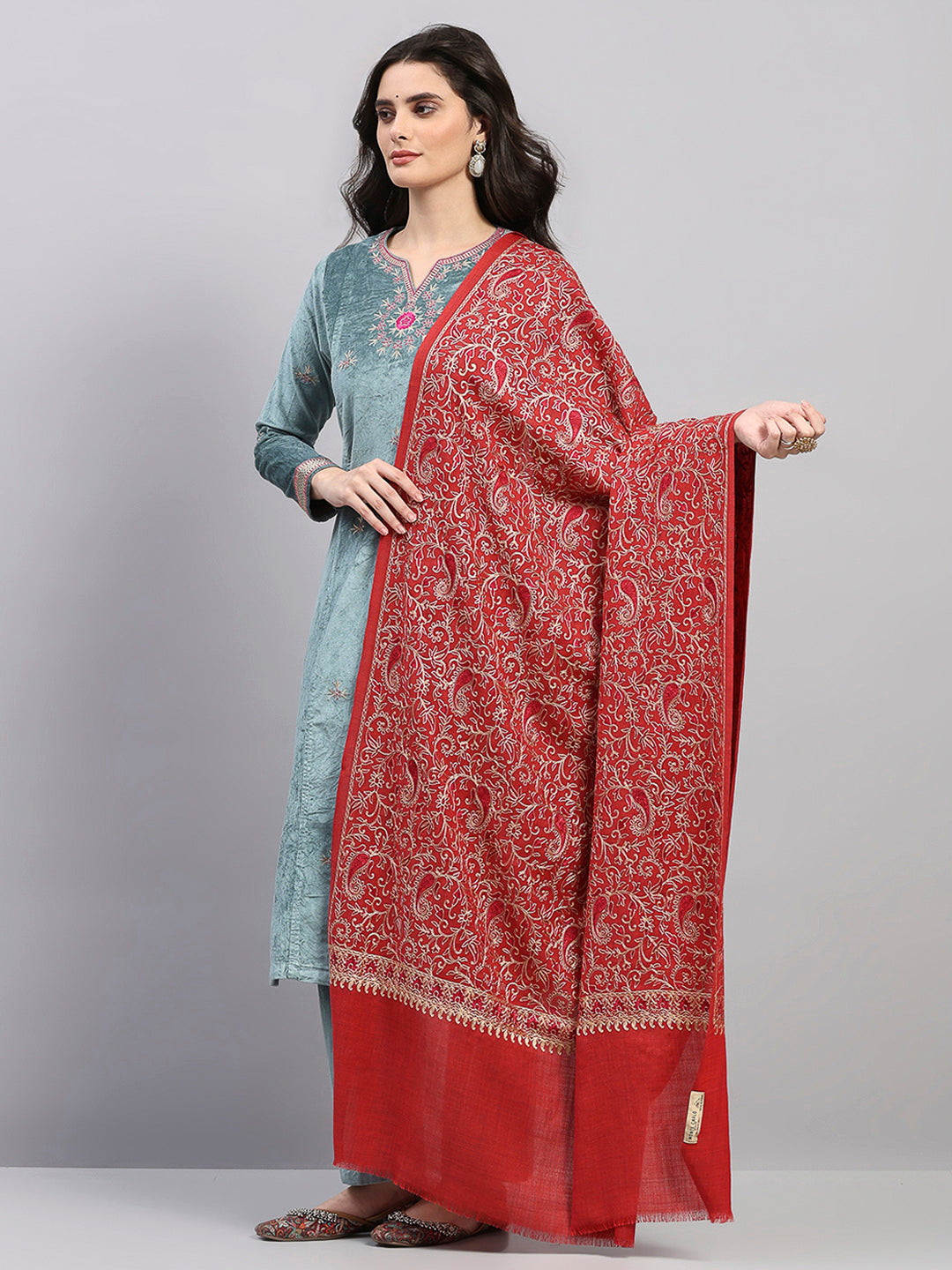 Women Multicolor Printed Wool Blend Shawl