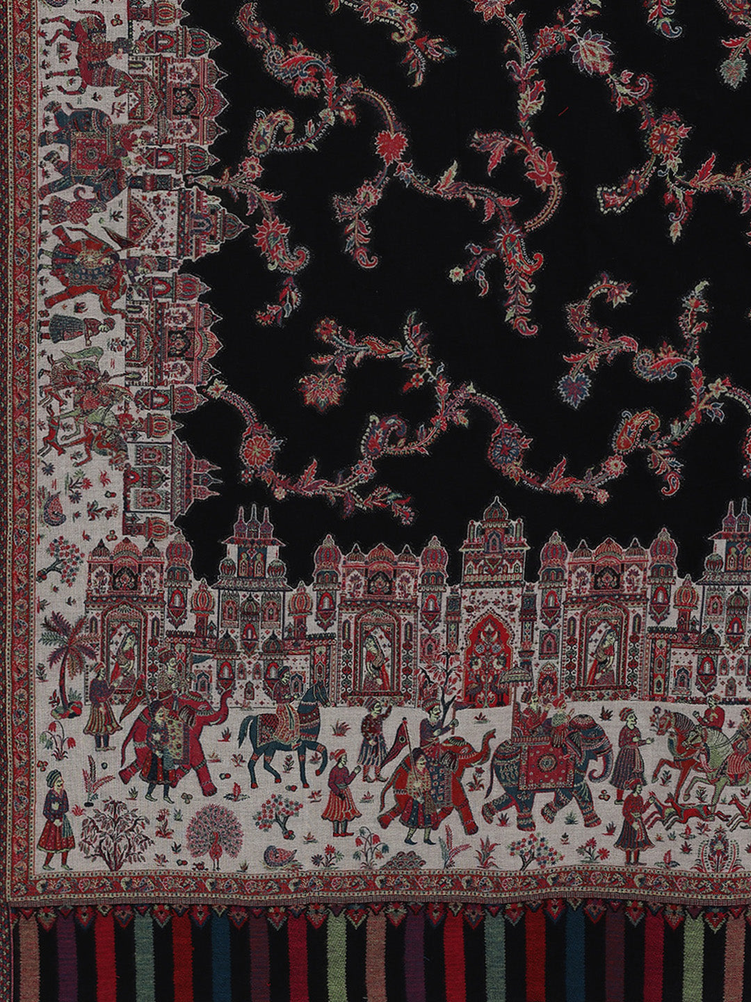 Women Black Printed Wool Blend Shawl