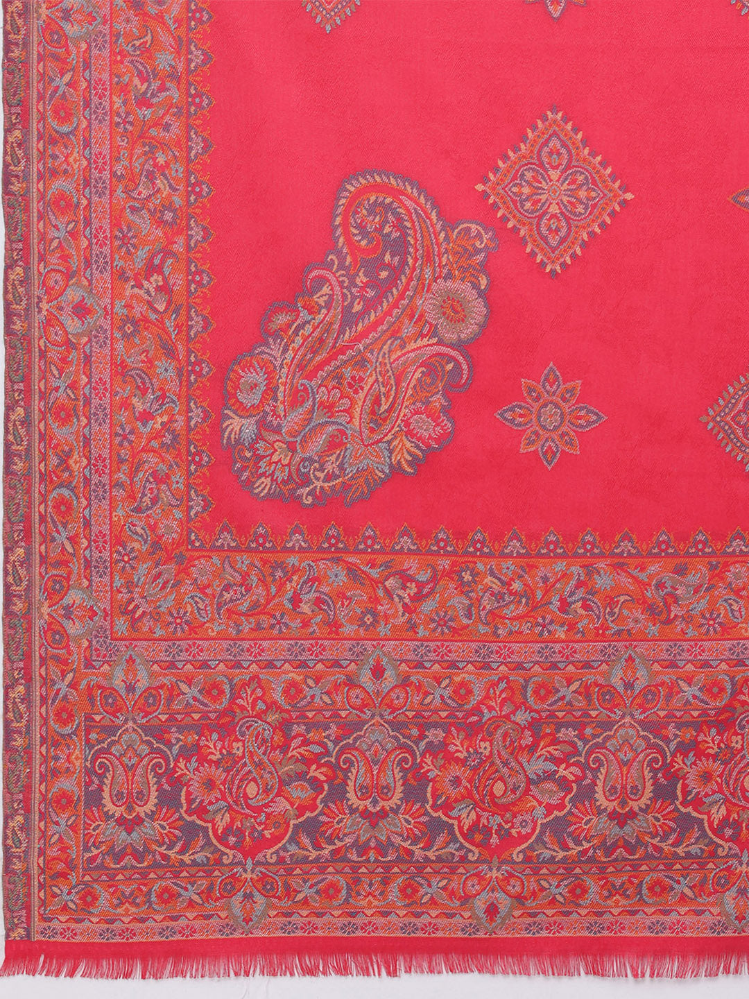 Women Pink Printed Wool Blend Shawl