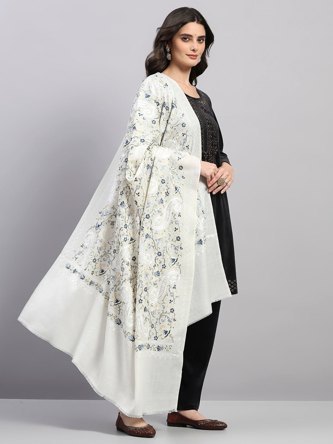 Women Multicolor Printed Wool Blend Shawl
