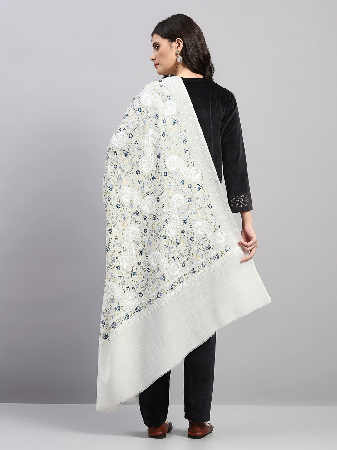 Women Multicolor Printed Wool Blend Shawl