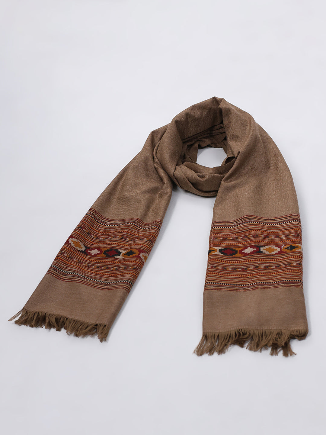 Women Brown Solid Wool Blend Shawl