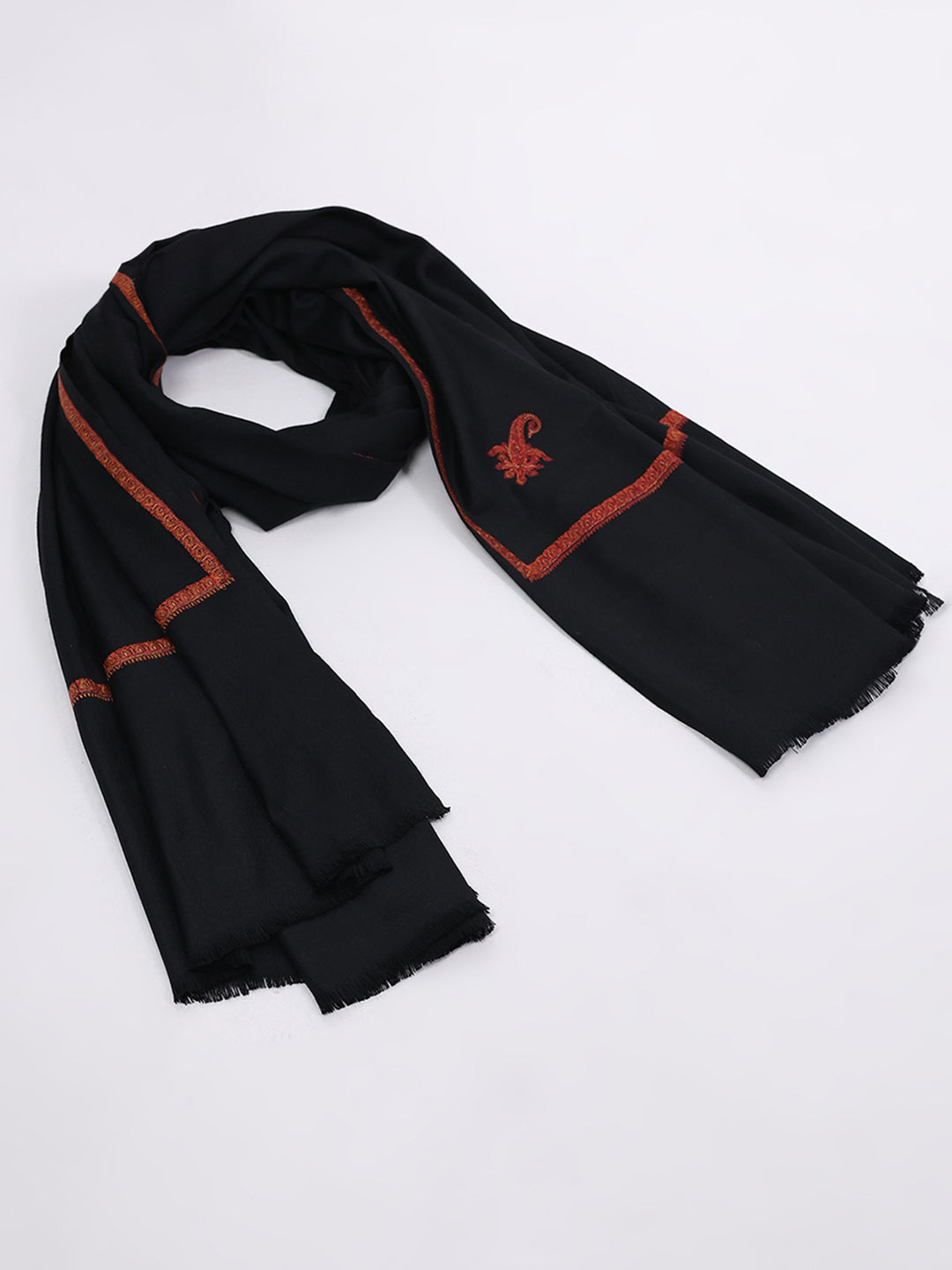 Women Black Solid Wool Blend Shawl