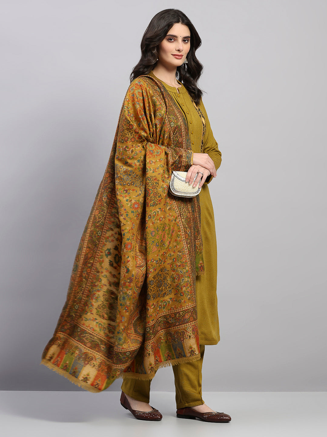 Women Multicolor Printed Wool Blend Shawl