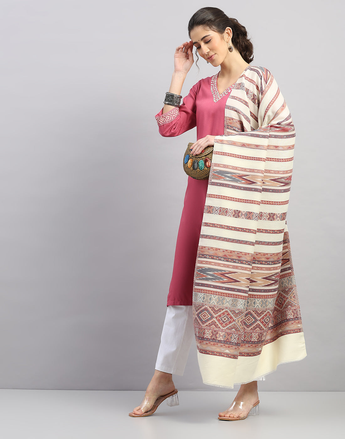 Women Multicolor Self Design   Shawl