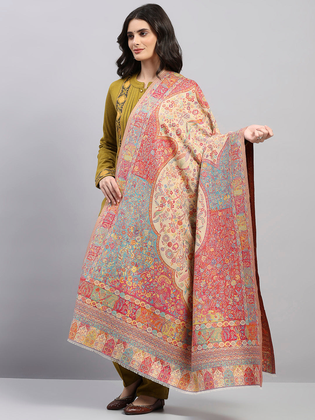 Women Multicolor Printed Wool Blend Shawl