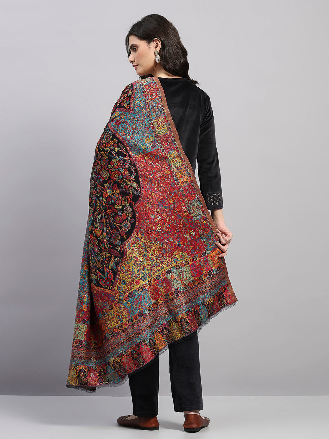 Women Multicolor Printed Wool Blend Shawl