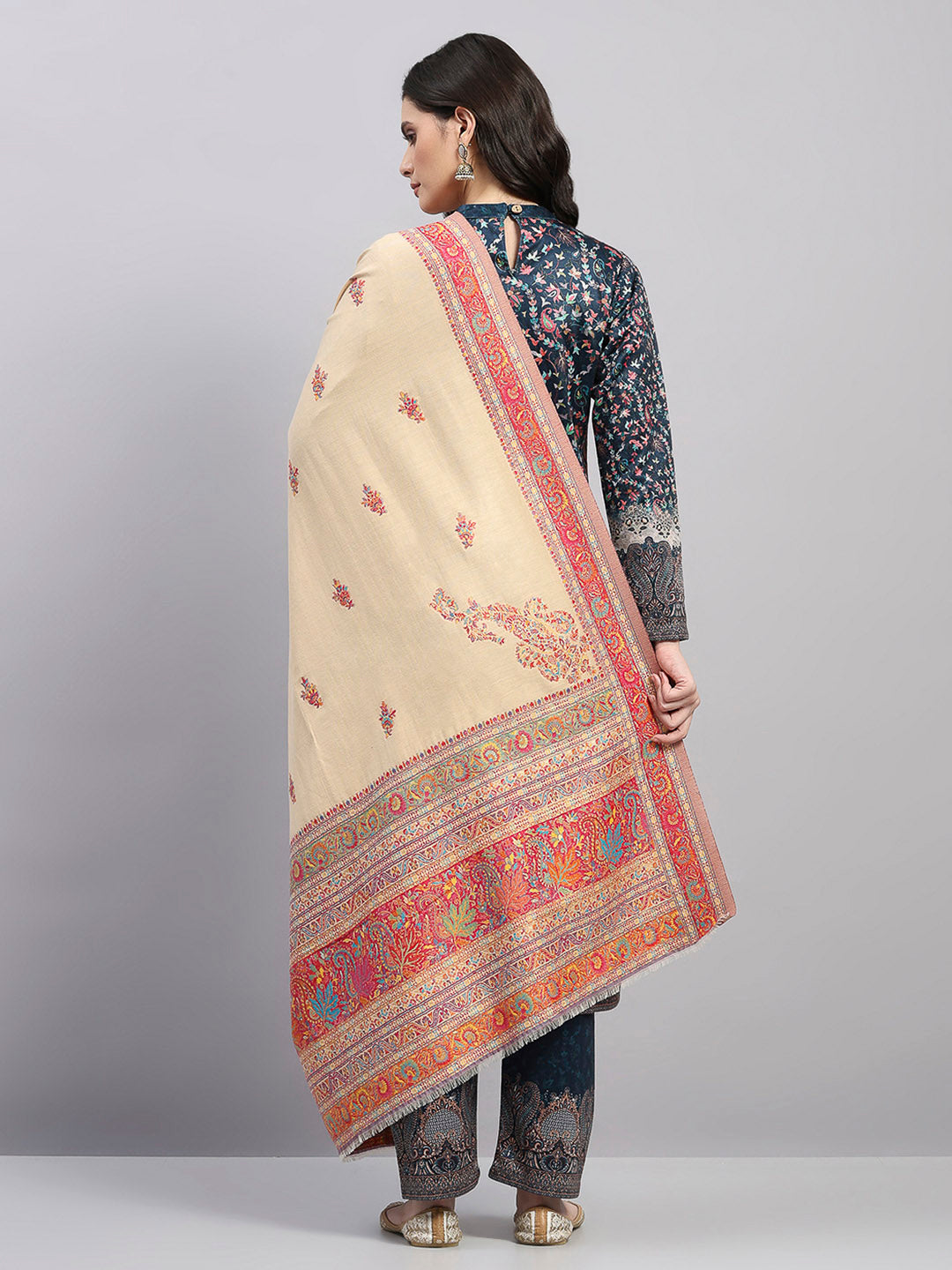 Women Multicolor Printed Wool Blend Shawl