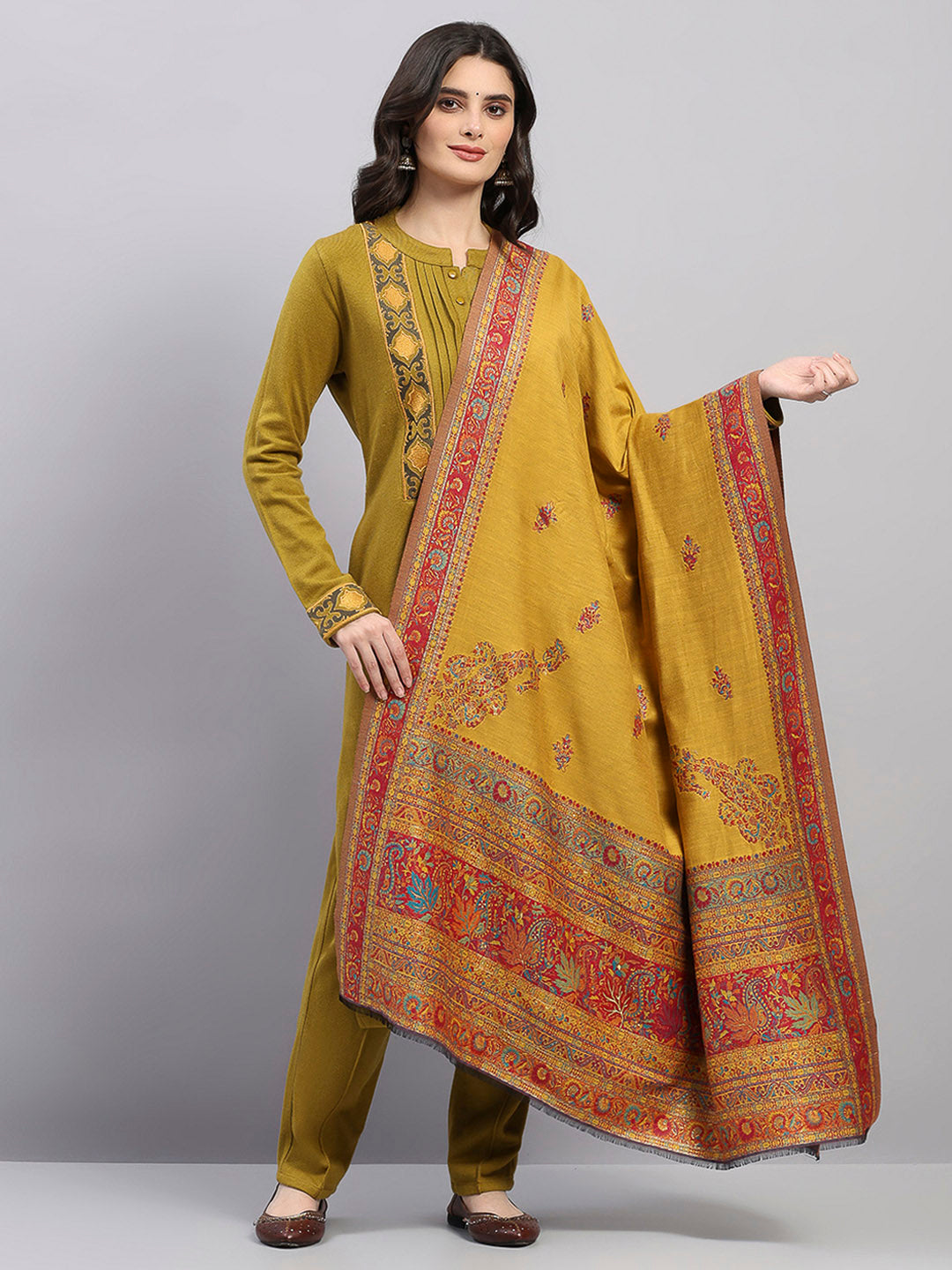 Women Multicolor Printed Wool Blend Shawl