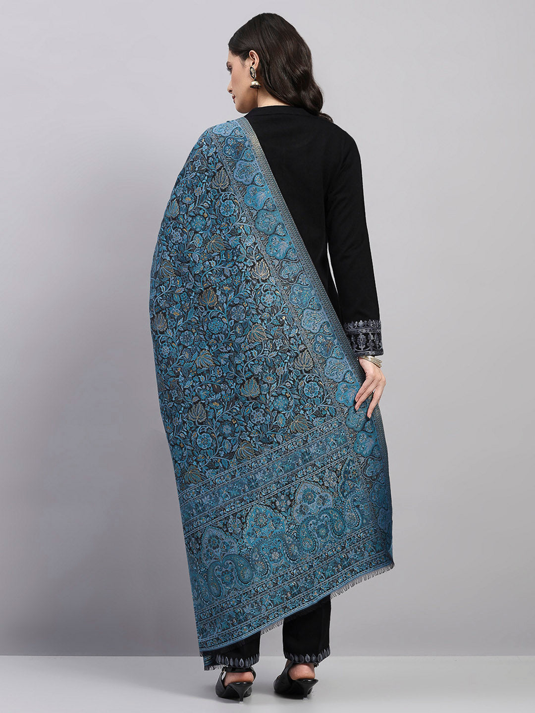 Women Multicolor Printed Wool Blend Shawl