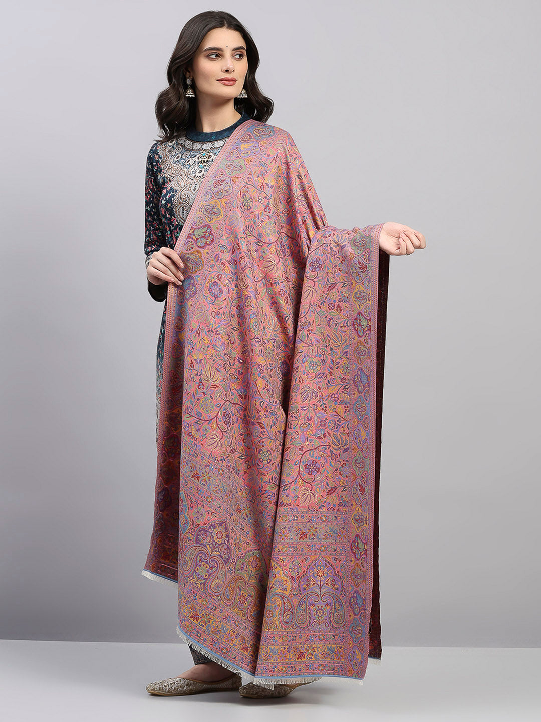 Women Multicolor Printed Wool Blend Shawl