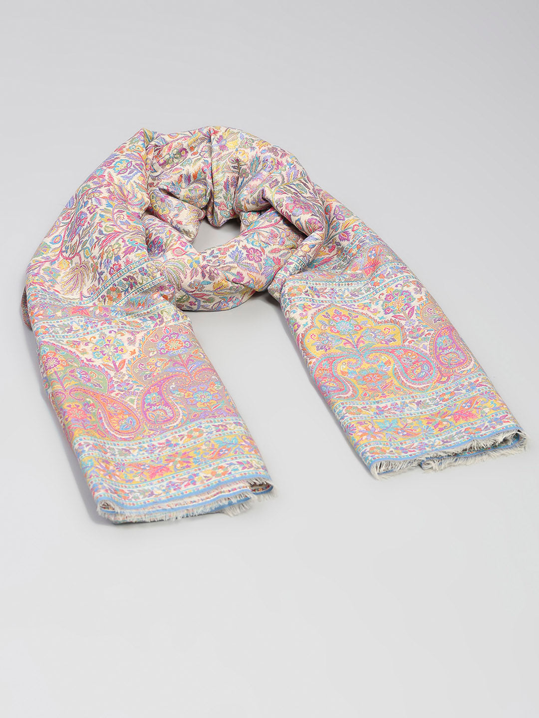 Women Multicolor Printed Wool Blend Shawl