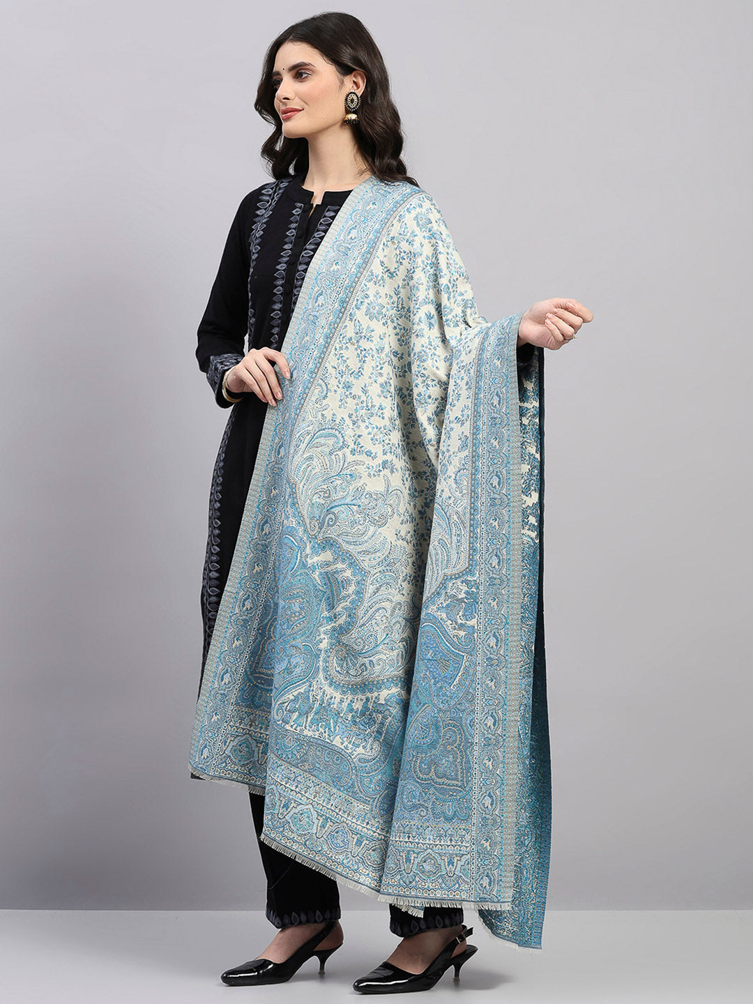 Women Multicolor Printed Wool Blend Shawl