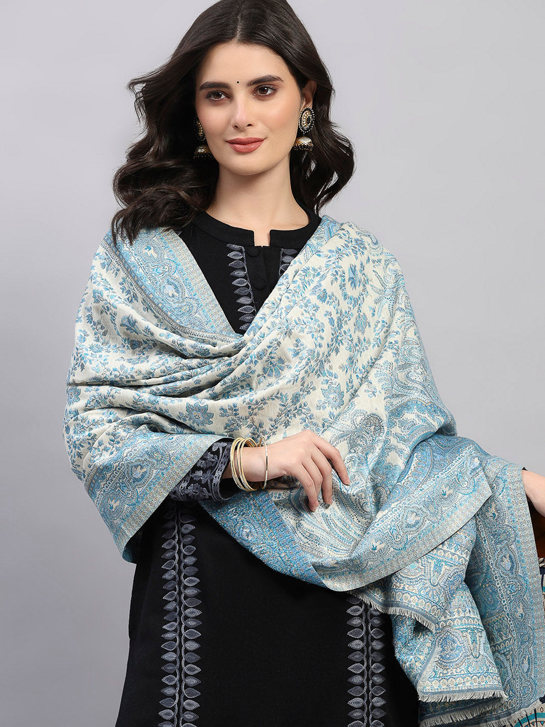 Women Multicolor Printed Wool Blend Shawl