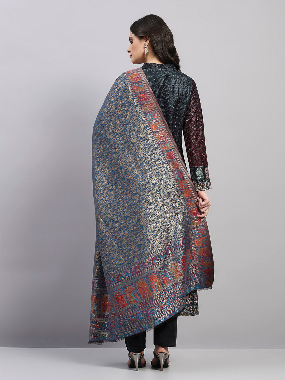 Women Multicolor Printed Wool Blend Shawl