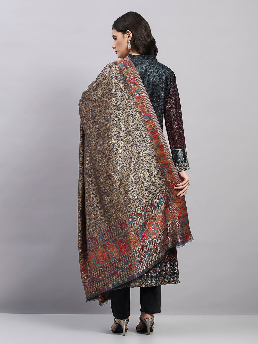 Women Multicolor Printed Wool Blend Shawl