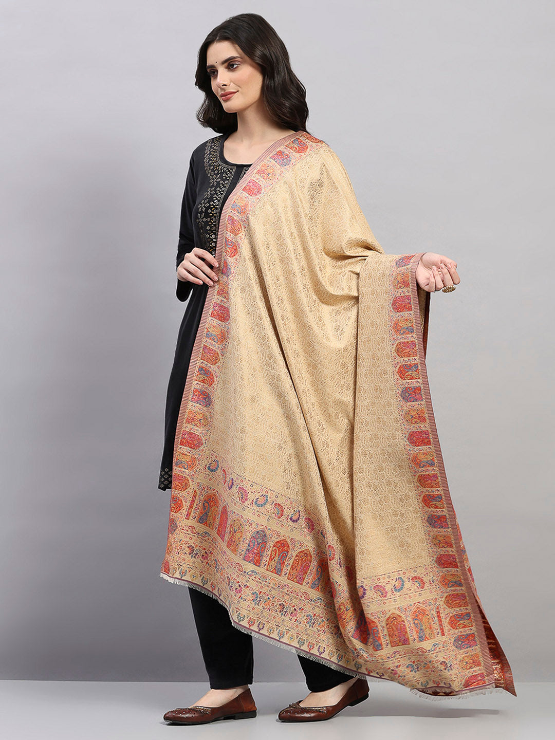 Women Multicolor Printed Wool Blend Shawl