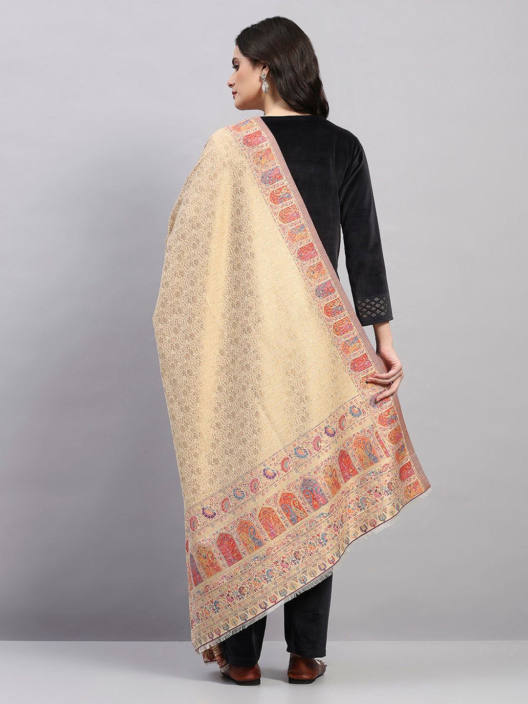 Women Multicolor Printed Wool Blend Shawl