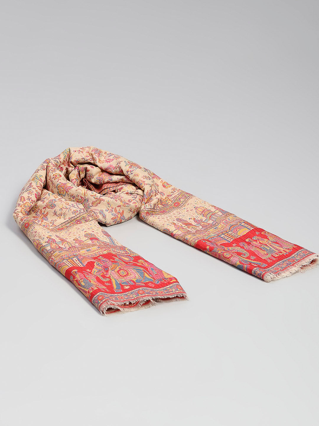 Women Multicolor Printed Wool Blend Shawl