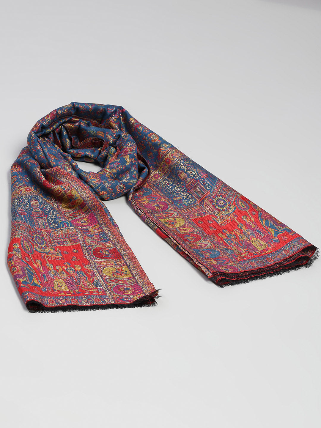 Women Multicolor Printed Wool Blend Shawl