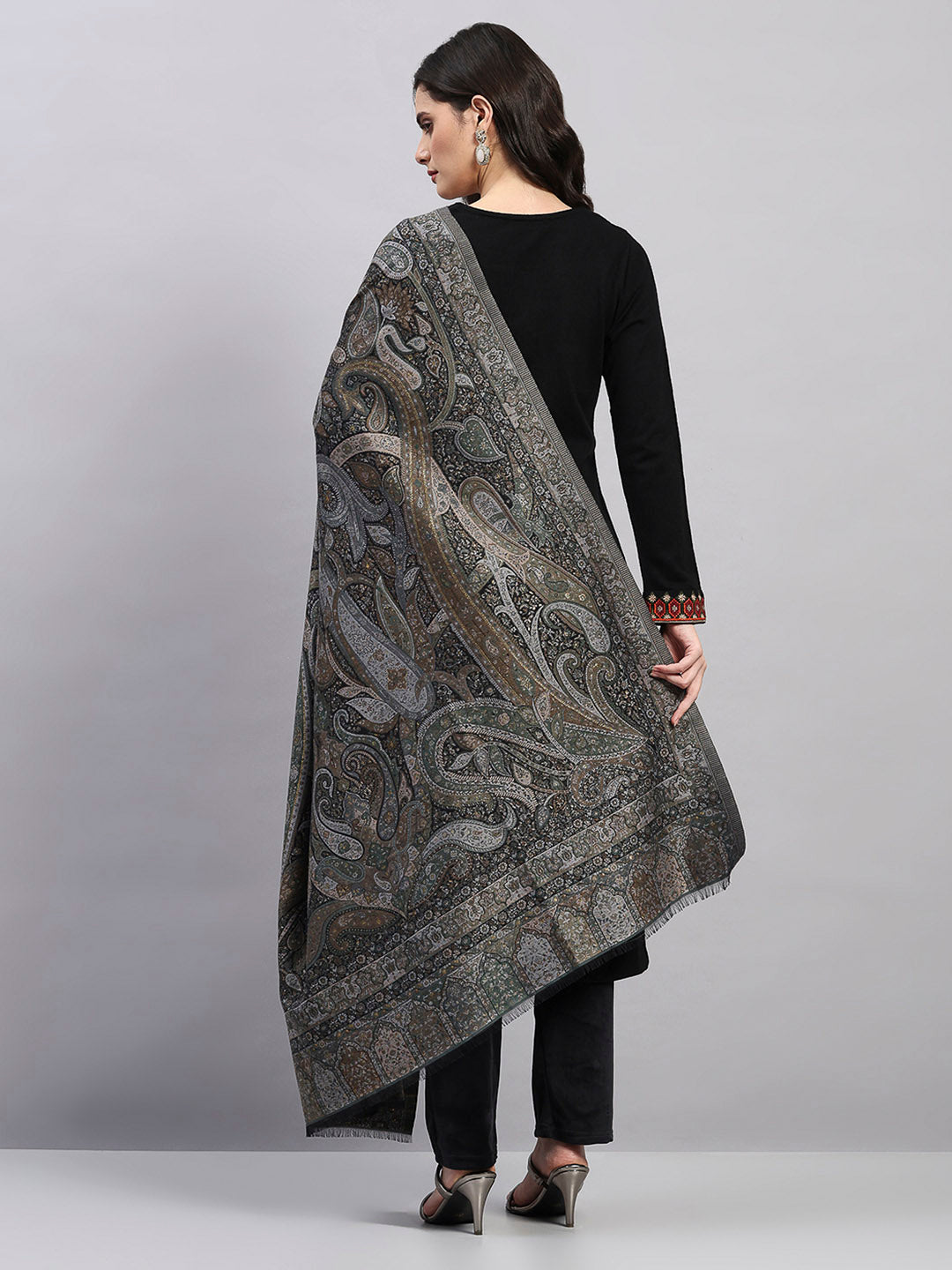 Women Multicolor Printed Wool Blend Shawl