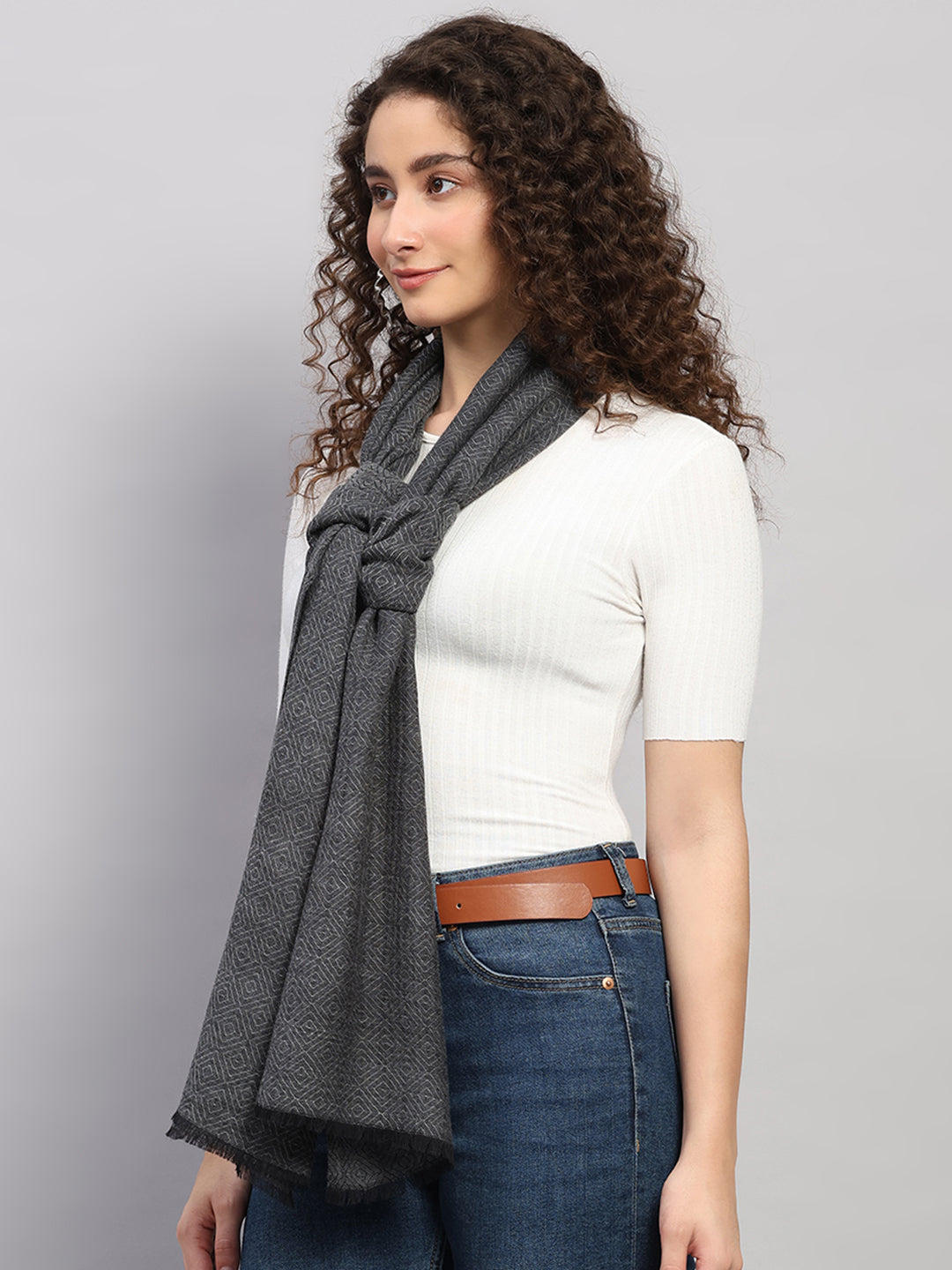 Women Multicolor Self Design Wool Stole