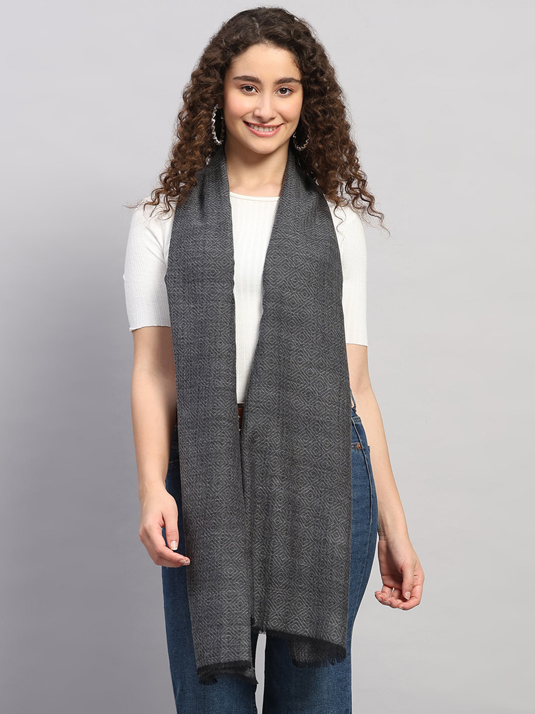 Women Multicolor Self Design Wool Stole