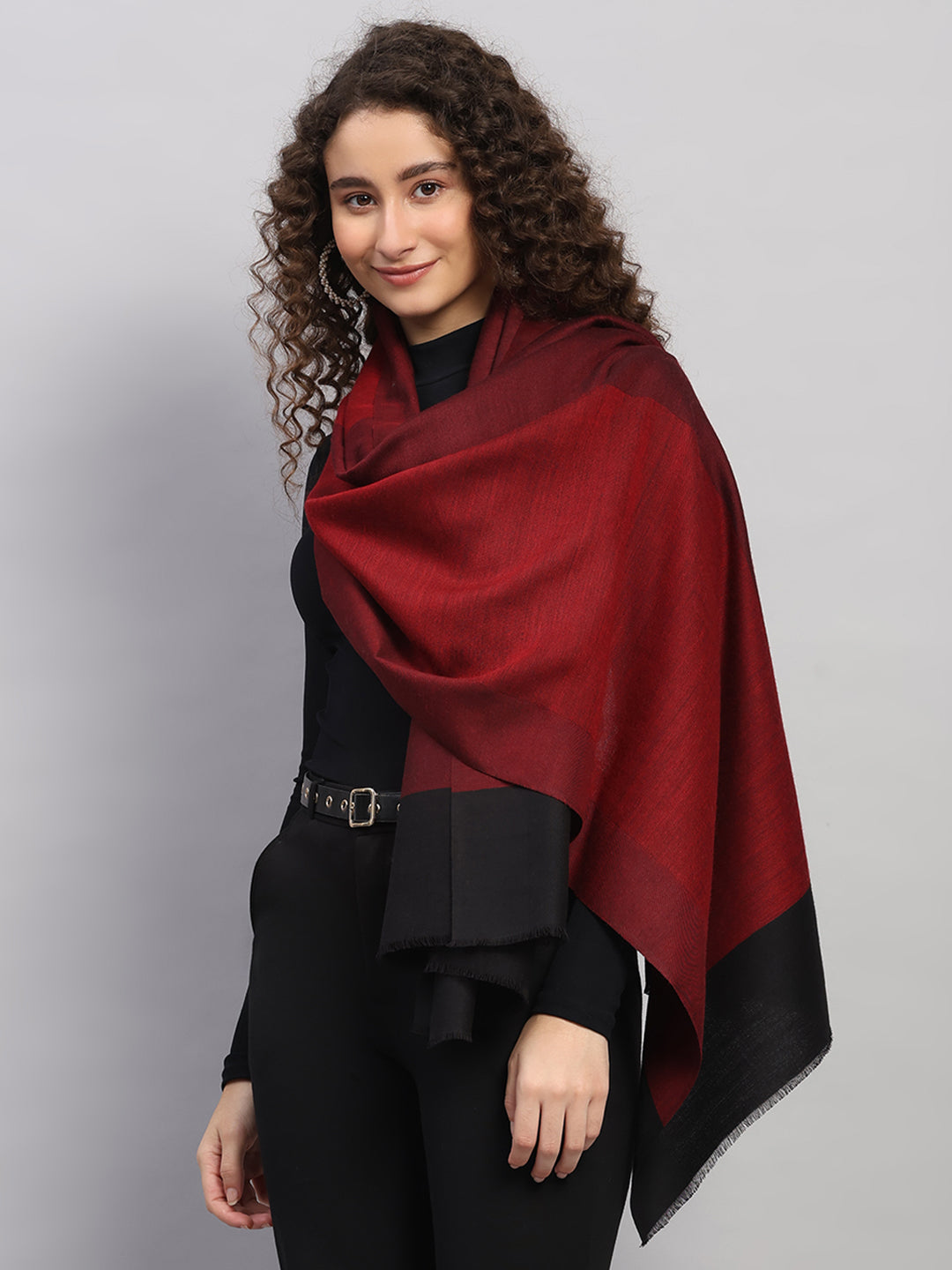 Women Multicolor Self Design Wool Stole