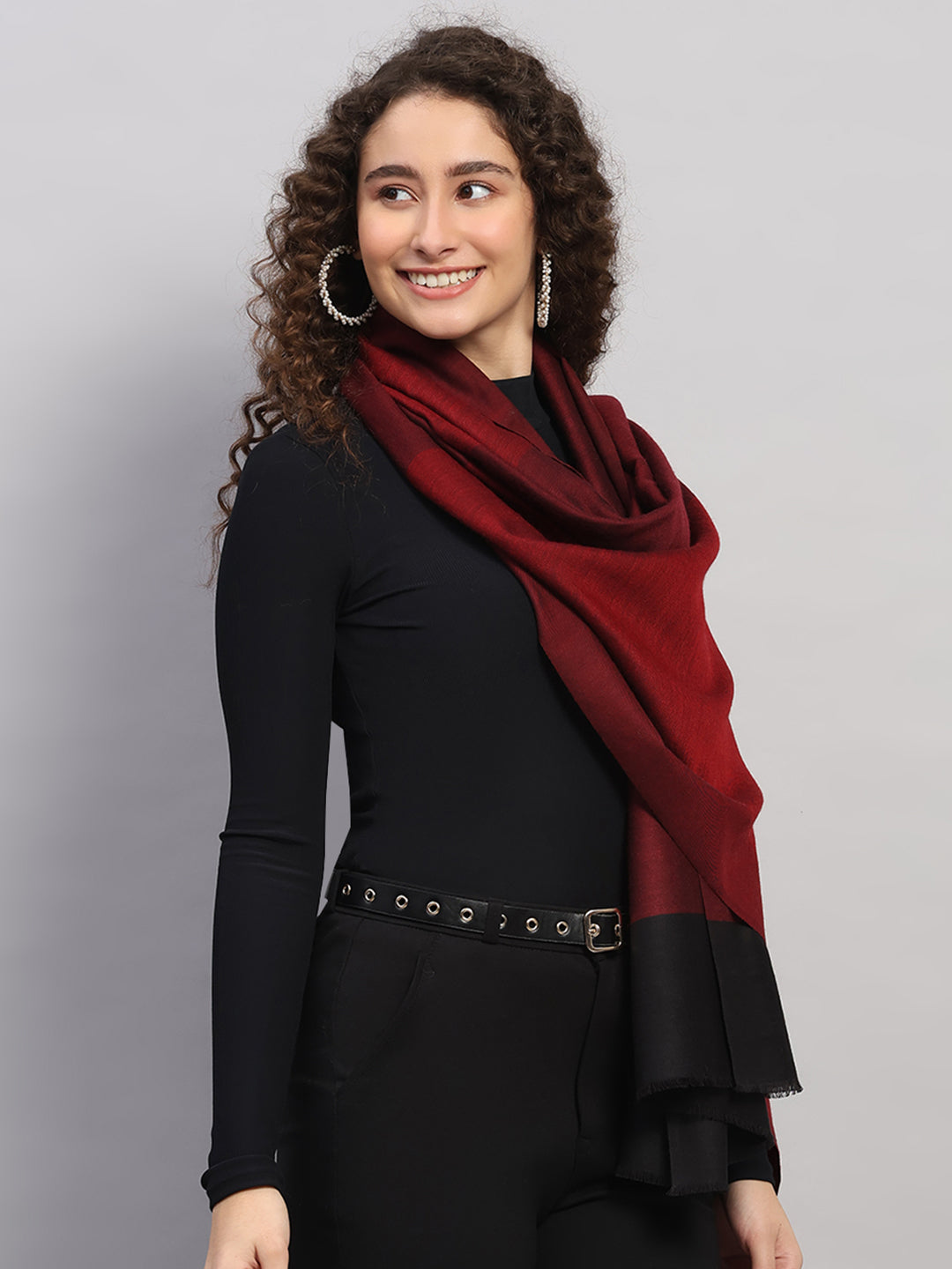 Women Multicolor Self Design Wool Stole