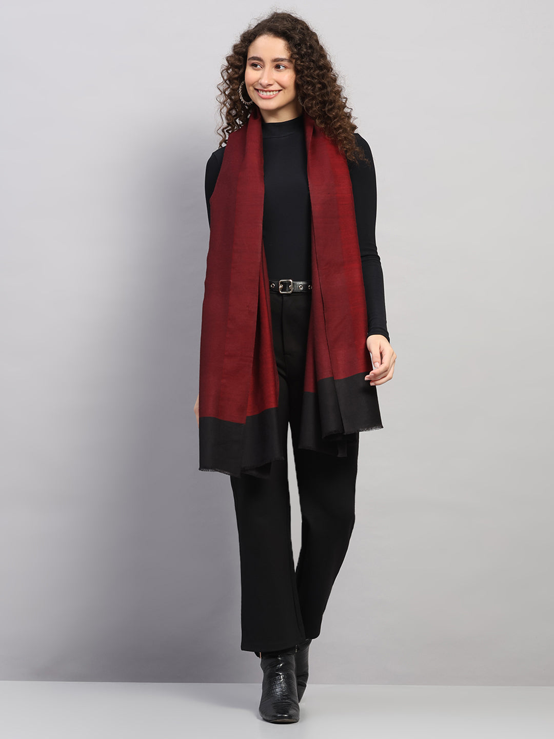 Women Multicolor Self Design Wool Stole