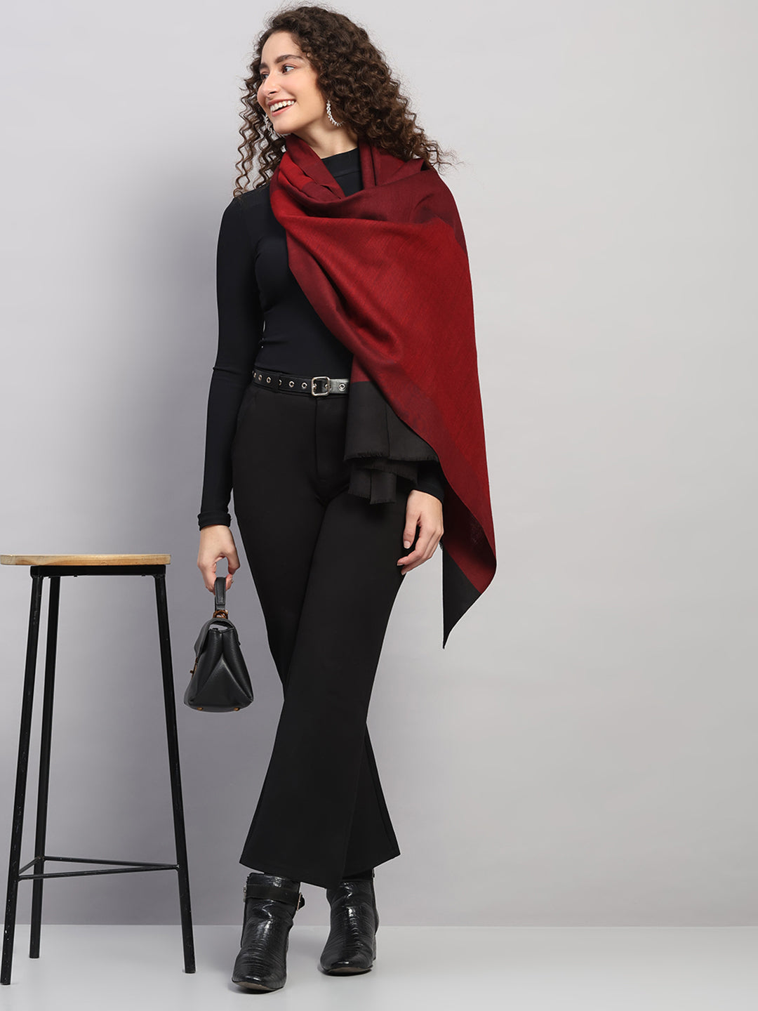 Women Multicolor Self Design Wool Stole