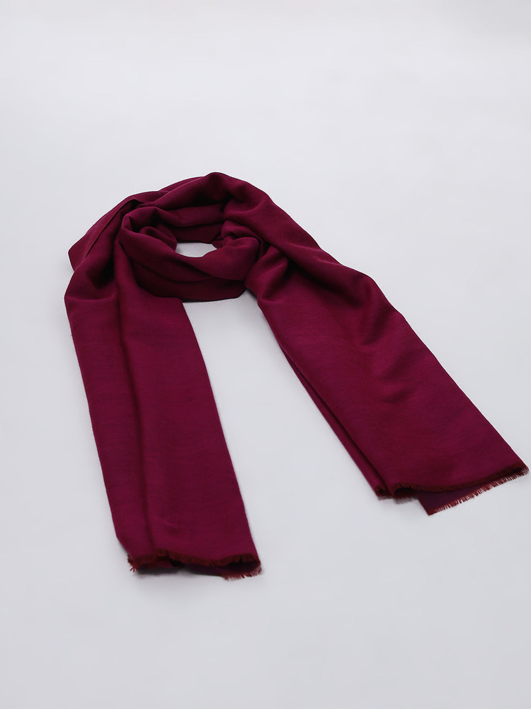 Women Maroon Solid Wool Blend Stole