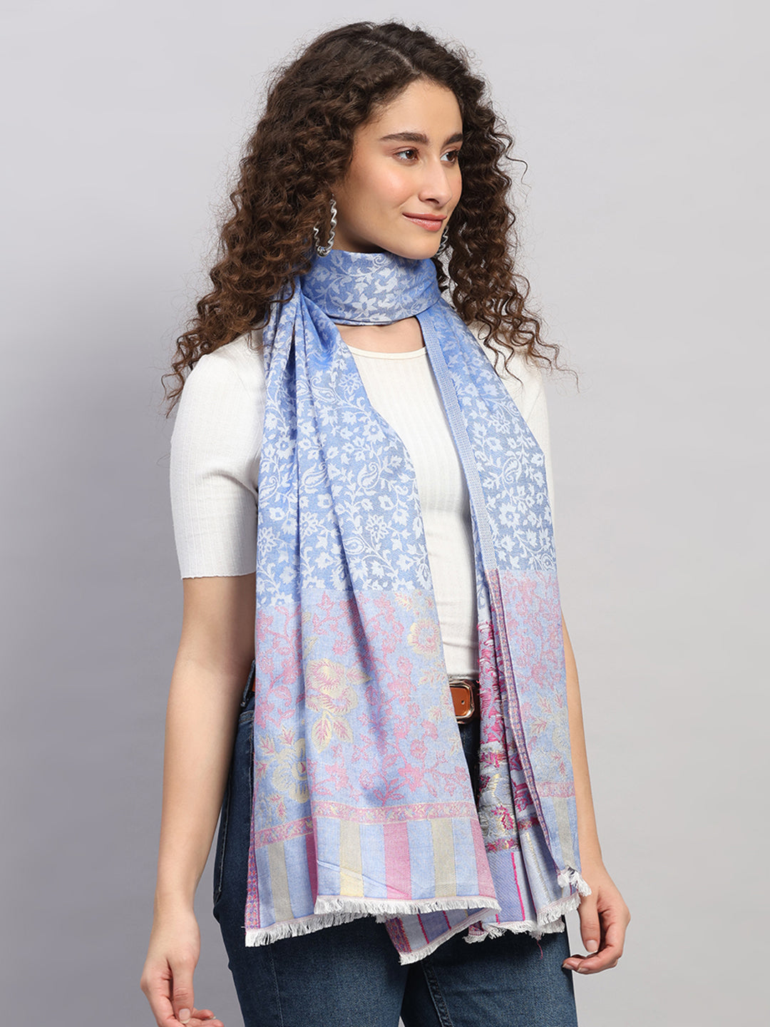 Women Multicolor Self Design Wool Stole