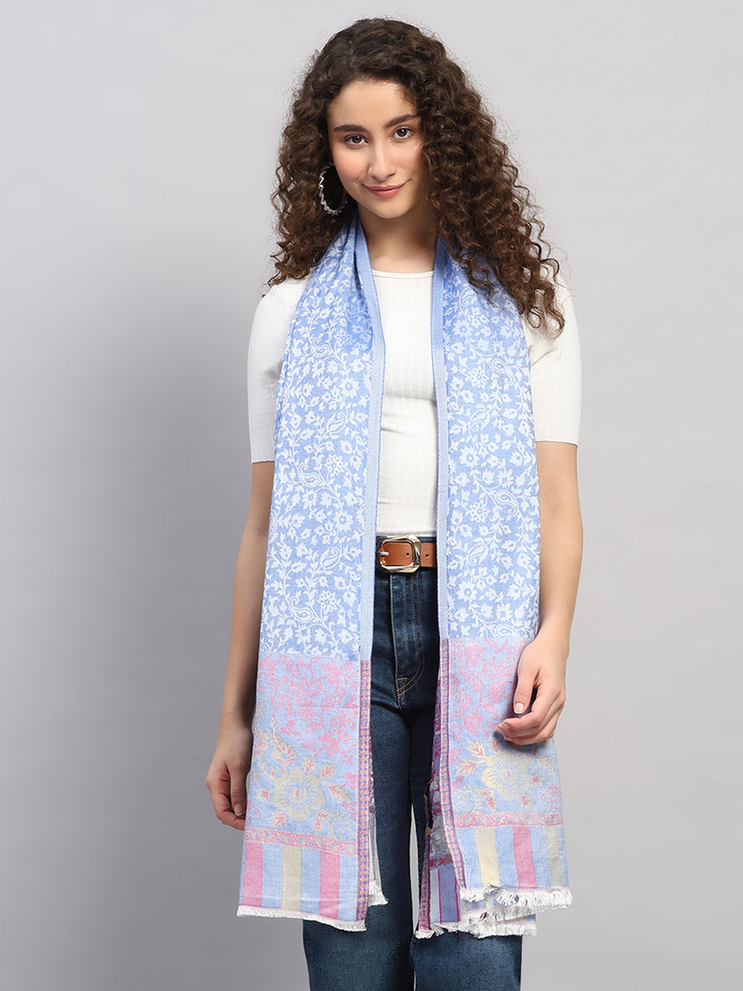 Women Multicolor Self Design Wool Stole