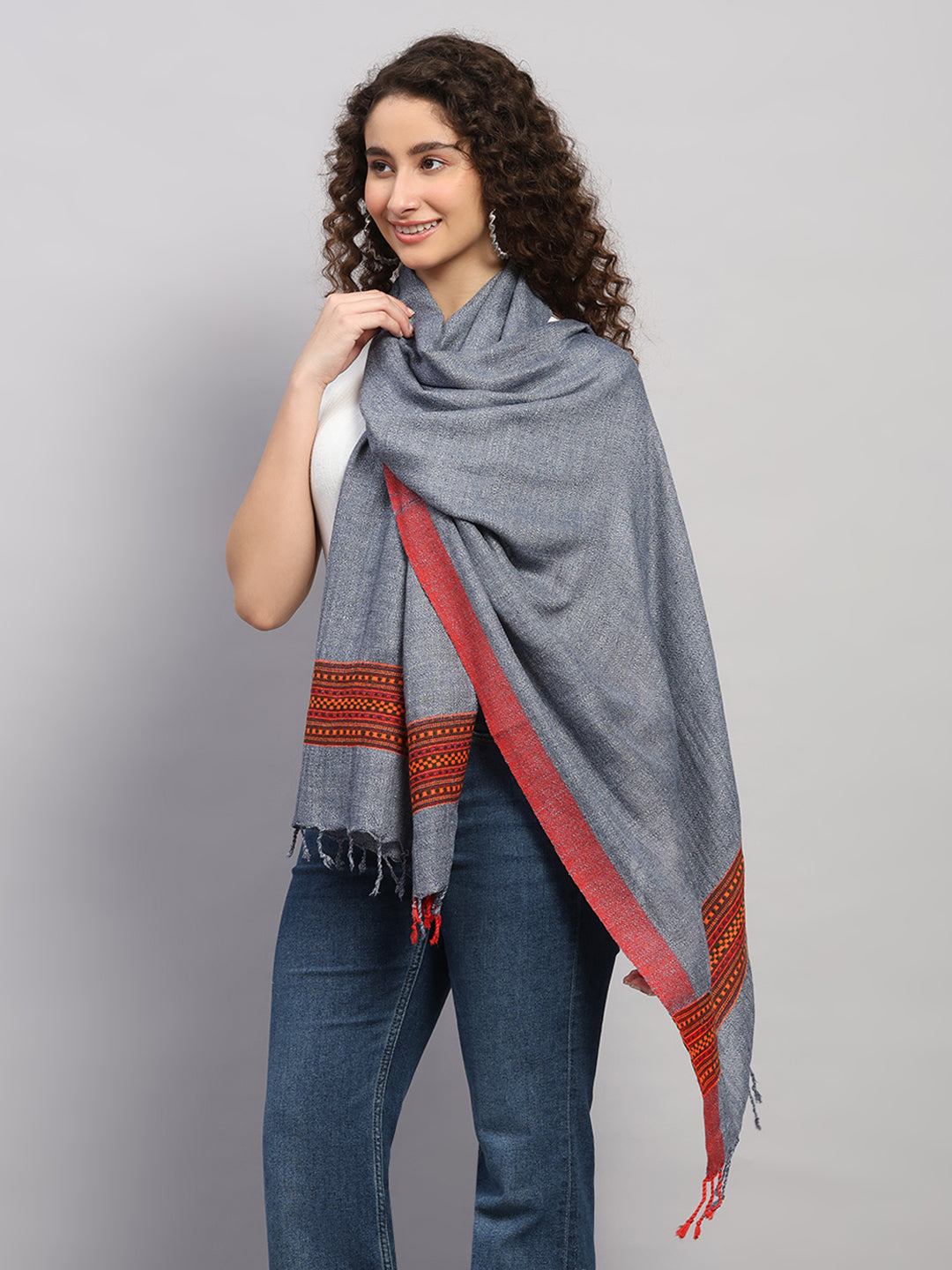 Women Multicolor Self Design Wool Stole