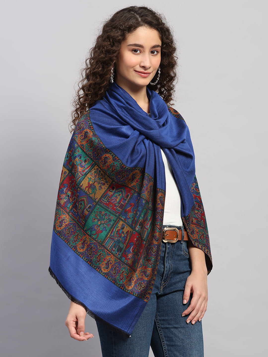 Women Multicolor Self Design Wool Stole
