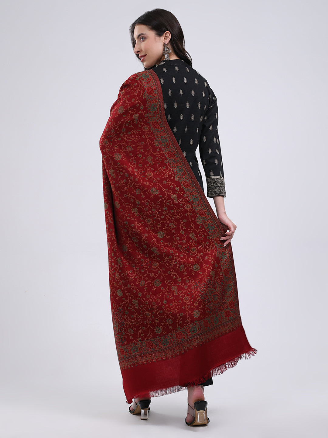 Women Multicolor Self Design Wool Blend Stole