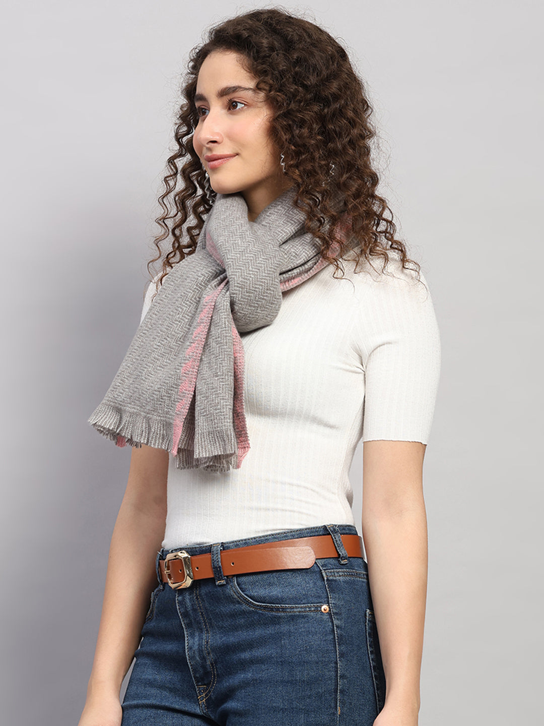 Women Multicolor Self Design Wool Stole