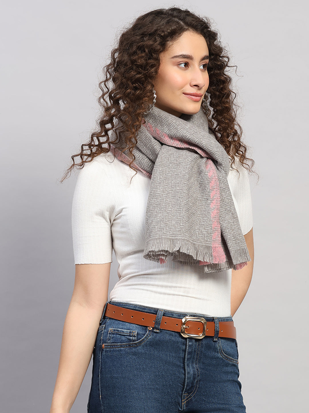 Women Multicolor Self Design Wool Stole