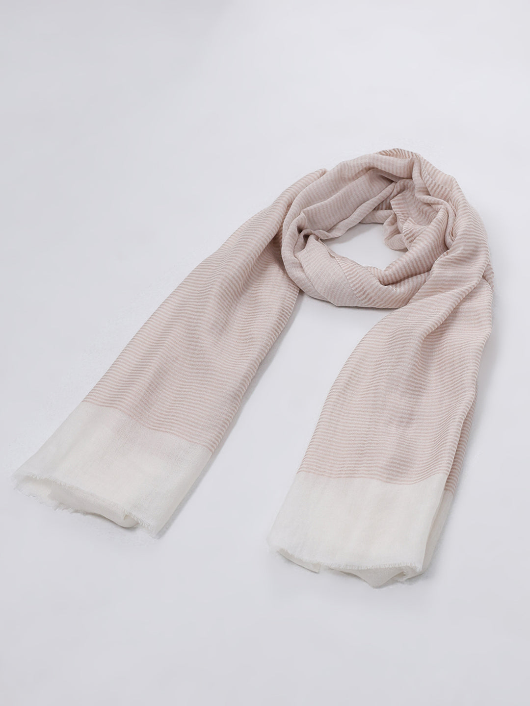 Women Cream Solid Wool Blend Stole