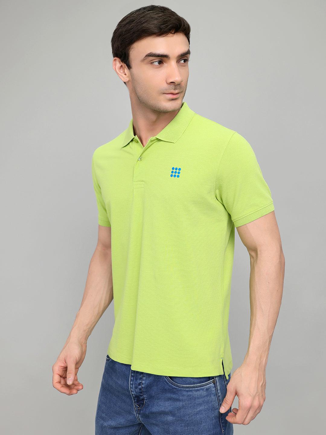 Rock.it Men Light Green Solid Collar Half Sleeve T-Shirt