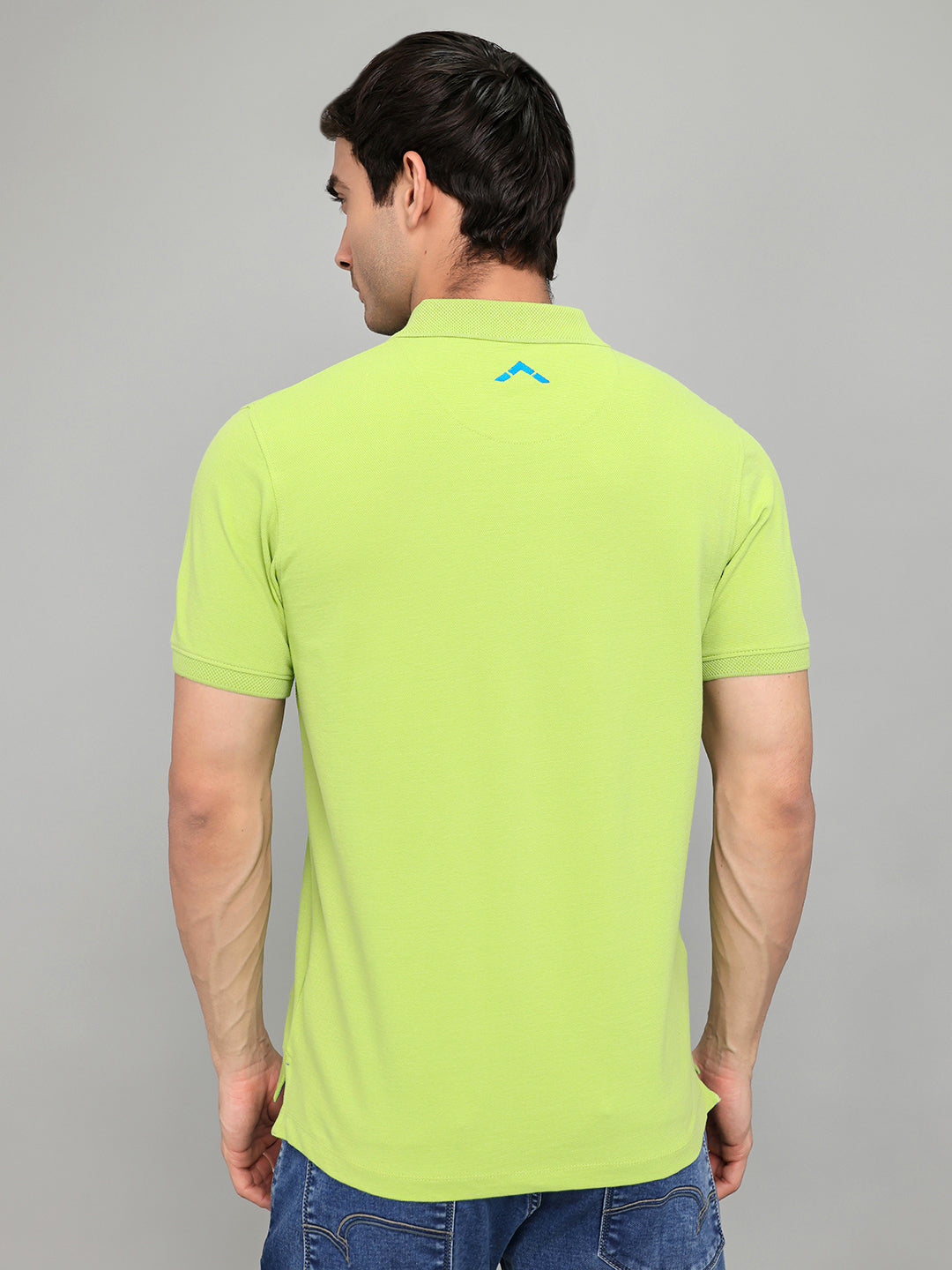 Rock.it Men Light Green Solid Collar Half Sleeve T-Shirt